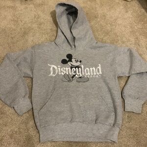 DISNEY PARKS Disneyland Hoodie Mickey Mouse Pullover Grey Size Youth Medium